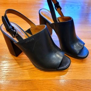 Coach black peep toe block heels